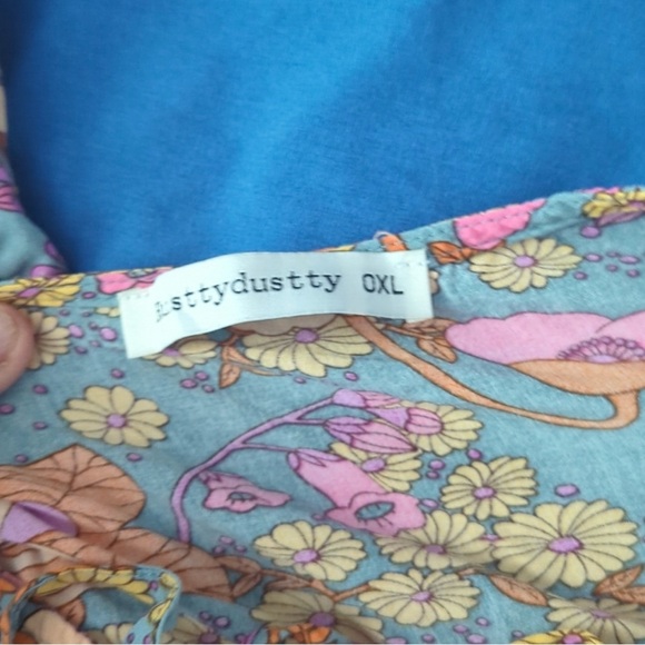 Floral Boho Romper Jumpsuit with Balloon Sleeves - Size: XL - Picture 5 of 12